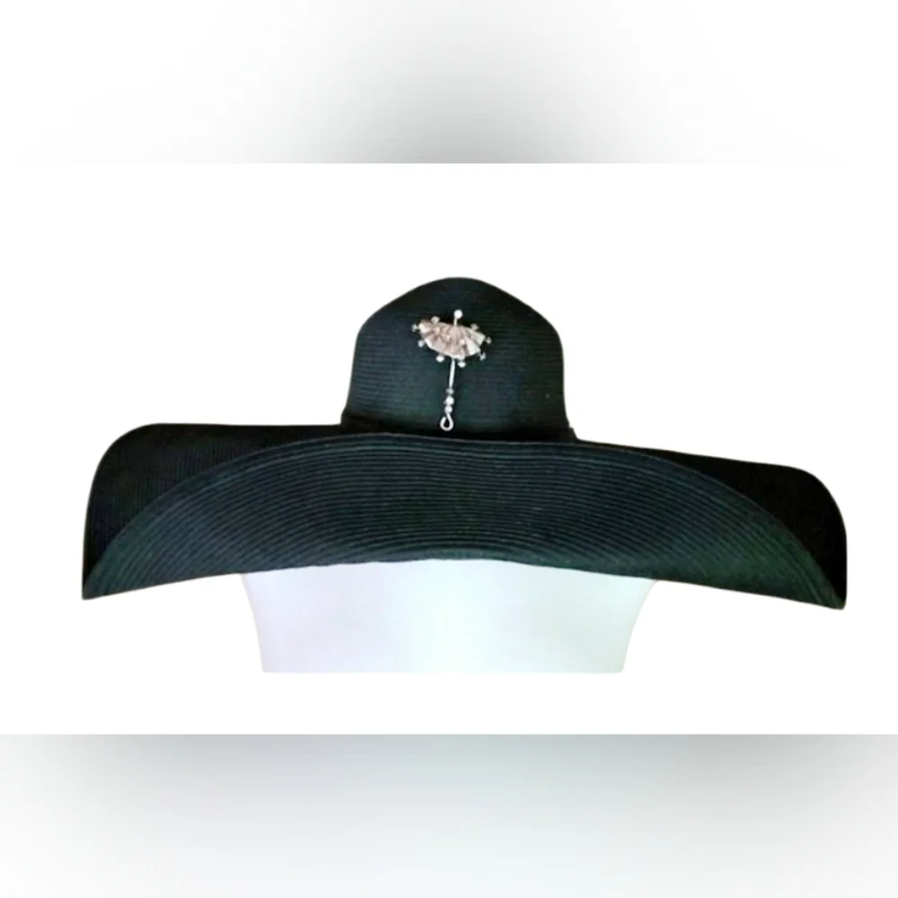 1940s Sterling Silver & Rhinestones Umbrella Brooch
